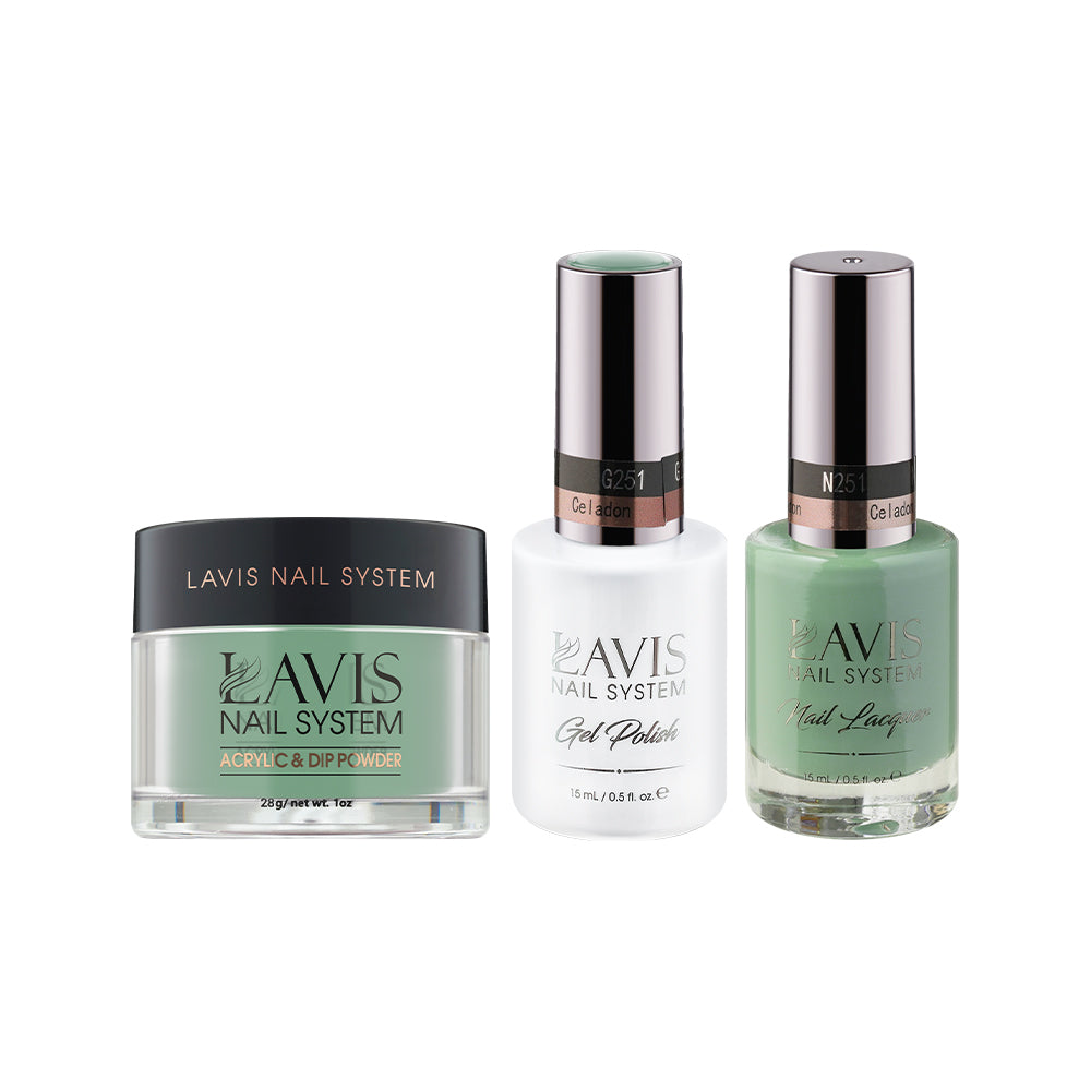 LAVIS 3 in 1 - 251 Celadon - Acrylic & Dip Powder (1oz), Gel & Lacquer