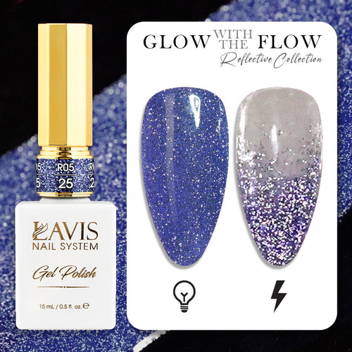LAVIS Reflective R05 - Set 12 Colors - Gel Polish 0.5 oz - Glow With The Flow Reflective Collection