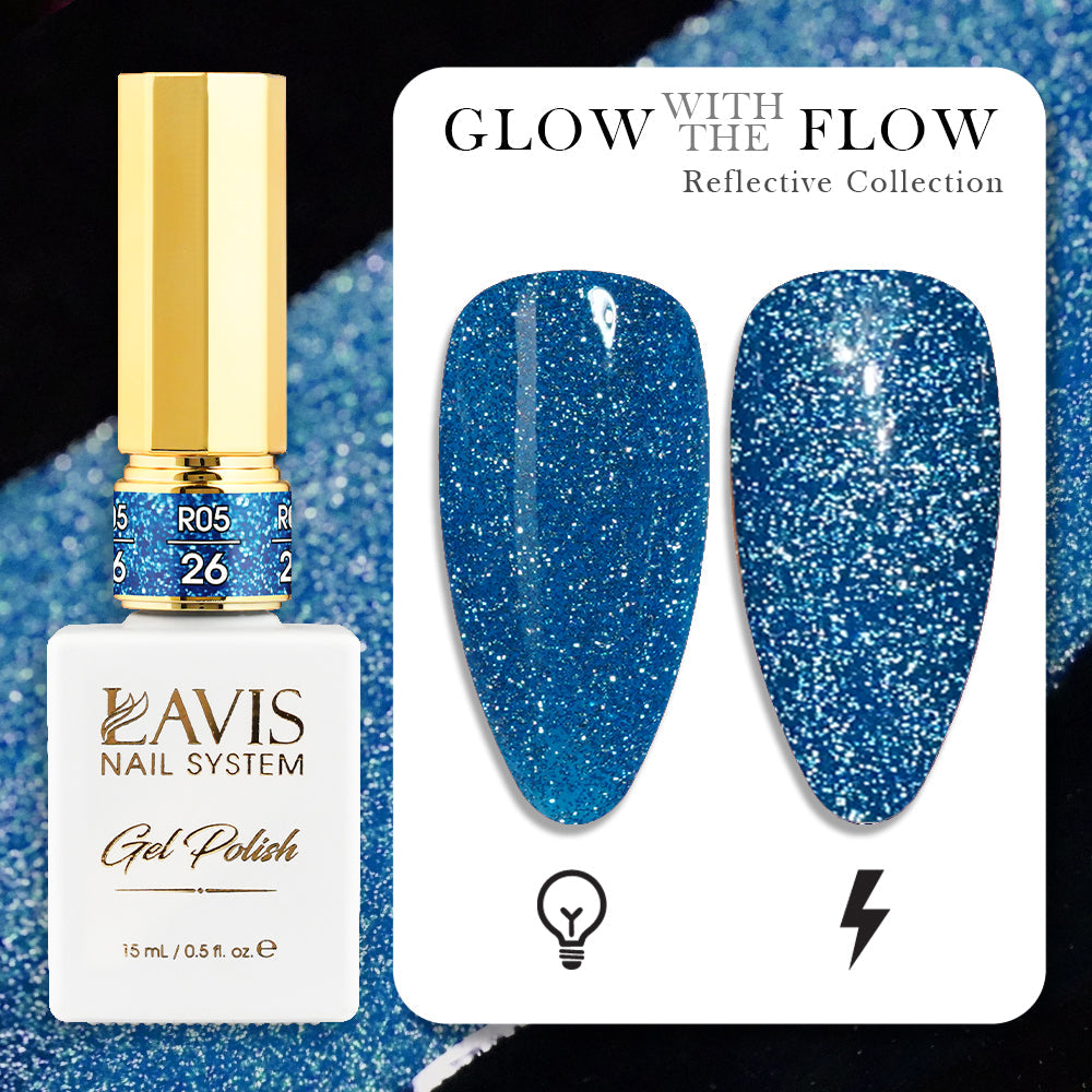 LAVIS Reflective R05 - 26 - Gel Polish 0.5 oz - Glow With The Flow Reflective Collection