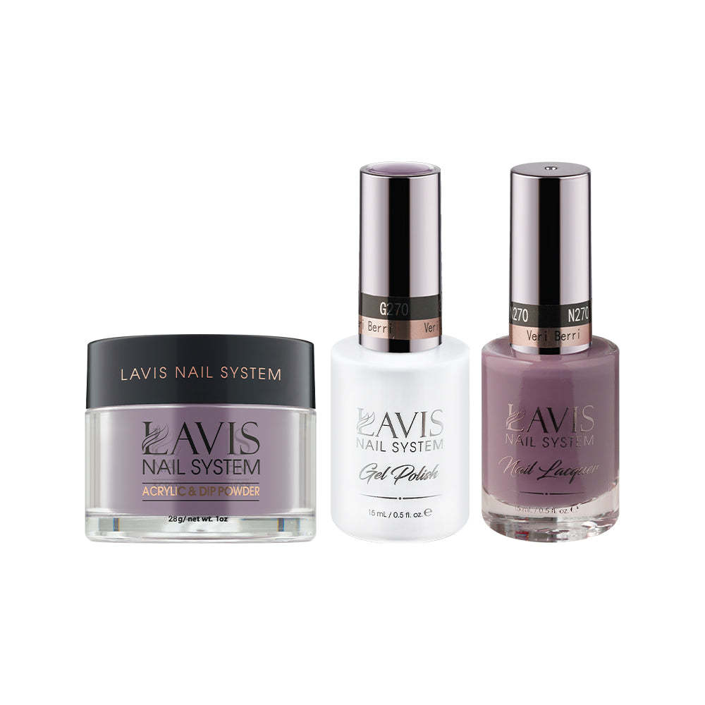 LAVIS 3 in 1 - 270 Veri Berri - Acrylic & Dip Powder (1oz), Gel & Lacquer