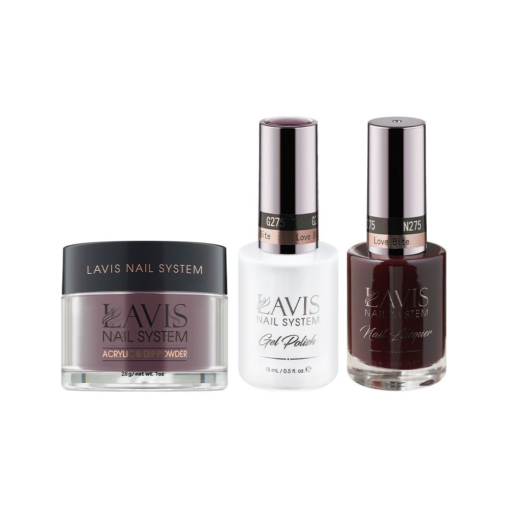 LAVIS 3 in 1 - 275 Love Bite - Acrylic & Dip Powder (1oz), Gel & Lacquer