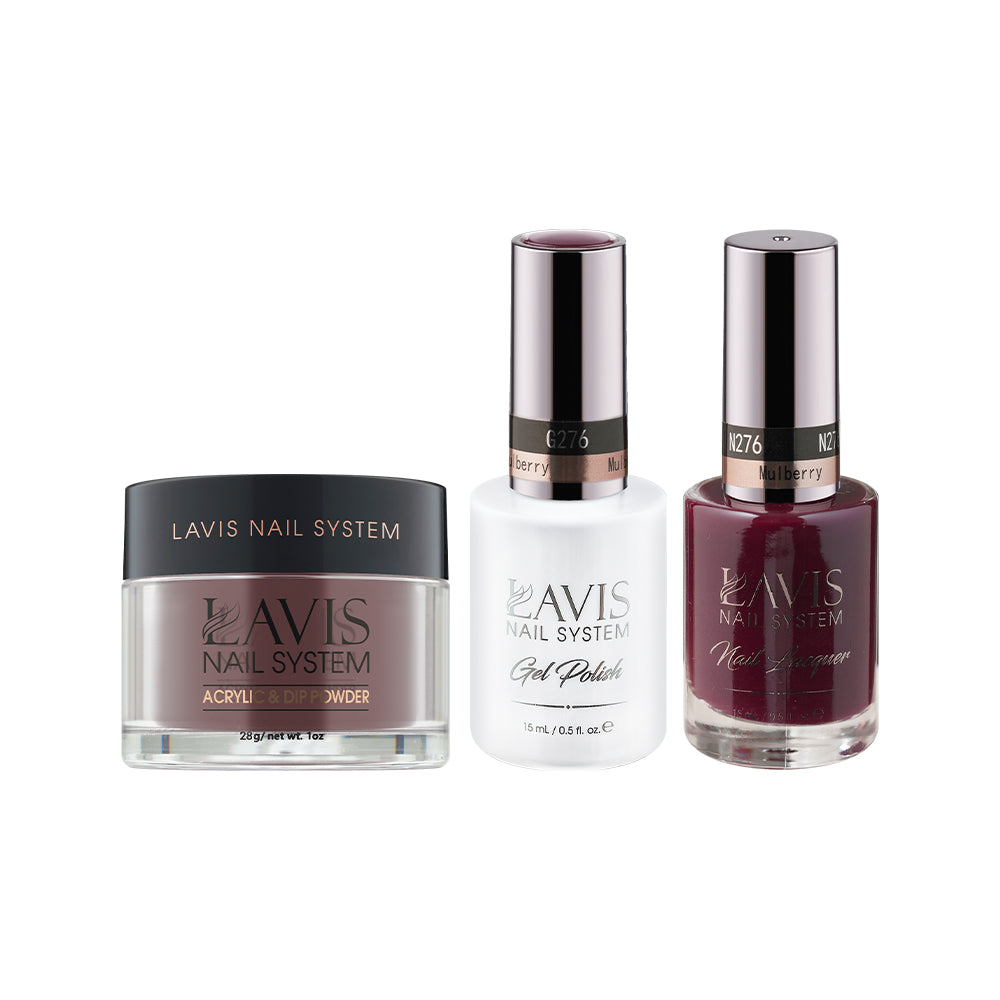 LAVIS 3 in 1 - 276 Mulberry - Acrylic & Dip Powder (1oz), Gel & Lacquer