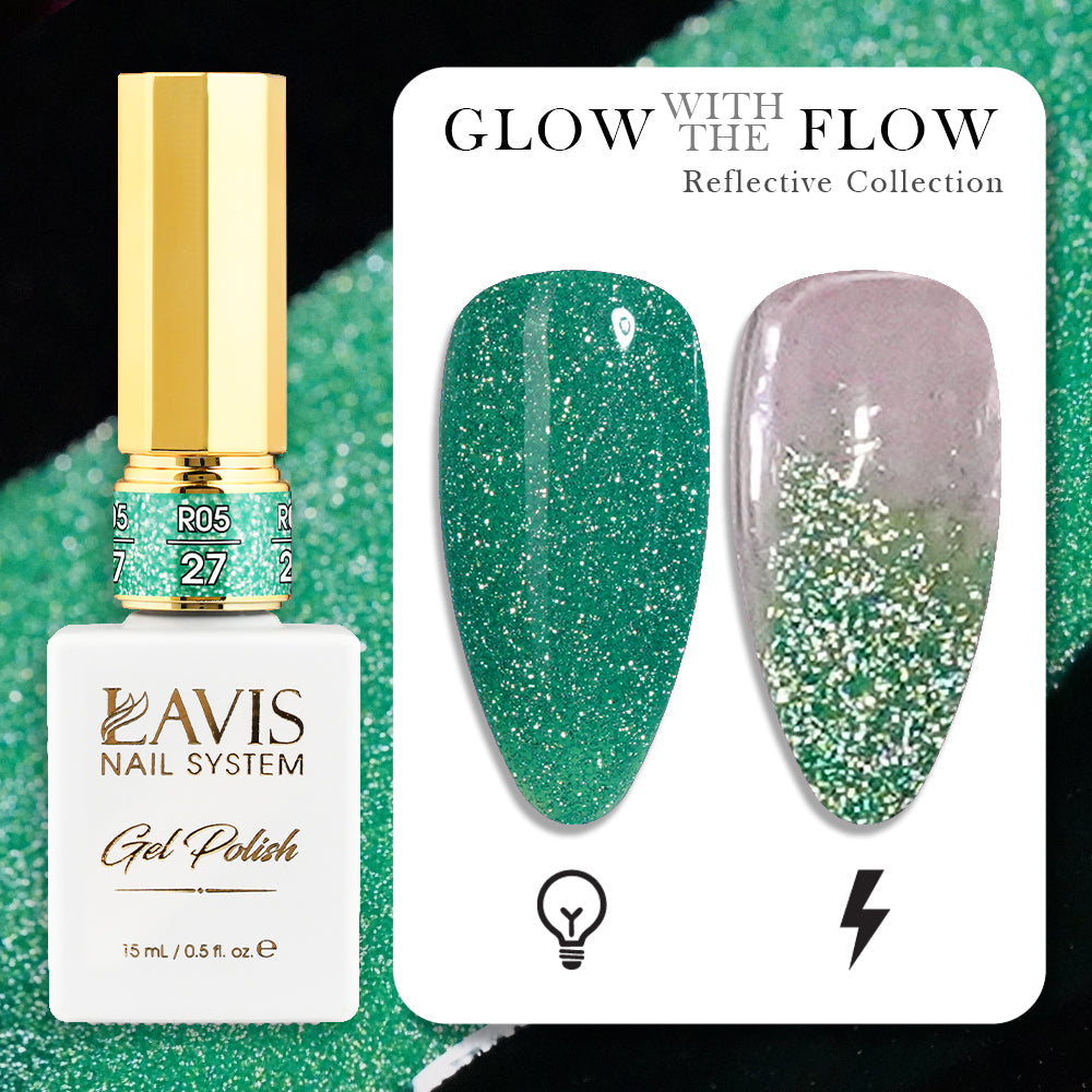 LAVIS Reflective R05 - Set 12 Colors - Gel Polish 0.5 oz - Glow With The Flow Reflective Collection