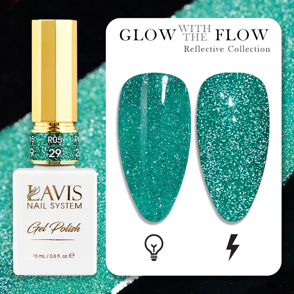 LAVIS Reflective R05 - 29 - Gel Polish 0.5 oz - Glow With The Flow Reflective Collection