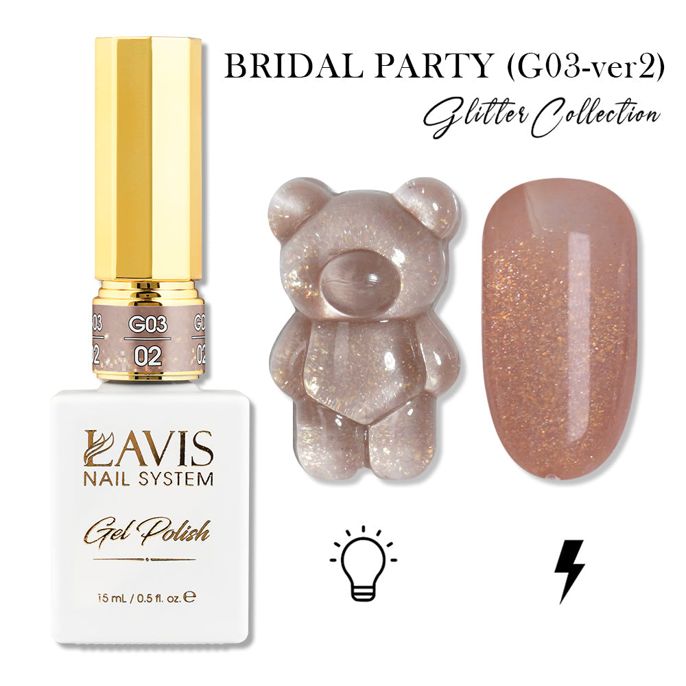LAVIS 02 (G03-ver2) - Gel Polish 0.5 oz - Bridal Party Glitter Collection