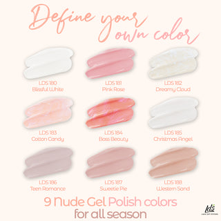 COVER NUDE - LDS Holiday Gel Nail Polish Collection: 180, 181, 182, 183, 184, 185, 186, 187, 188