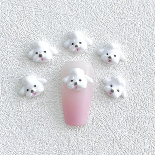 #95 White Poodle Head Nail Charm