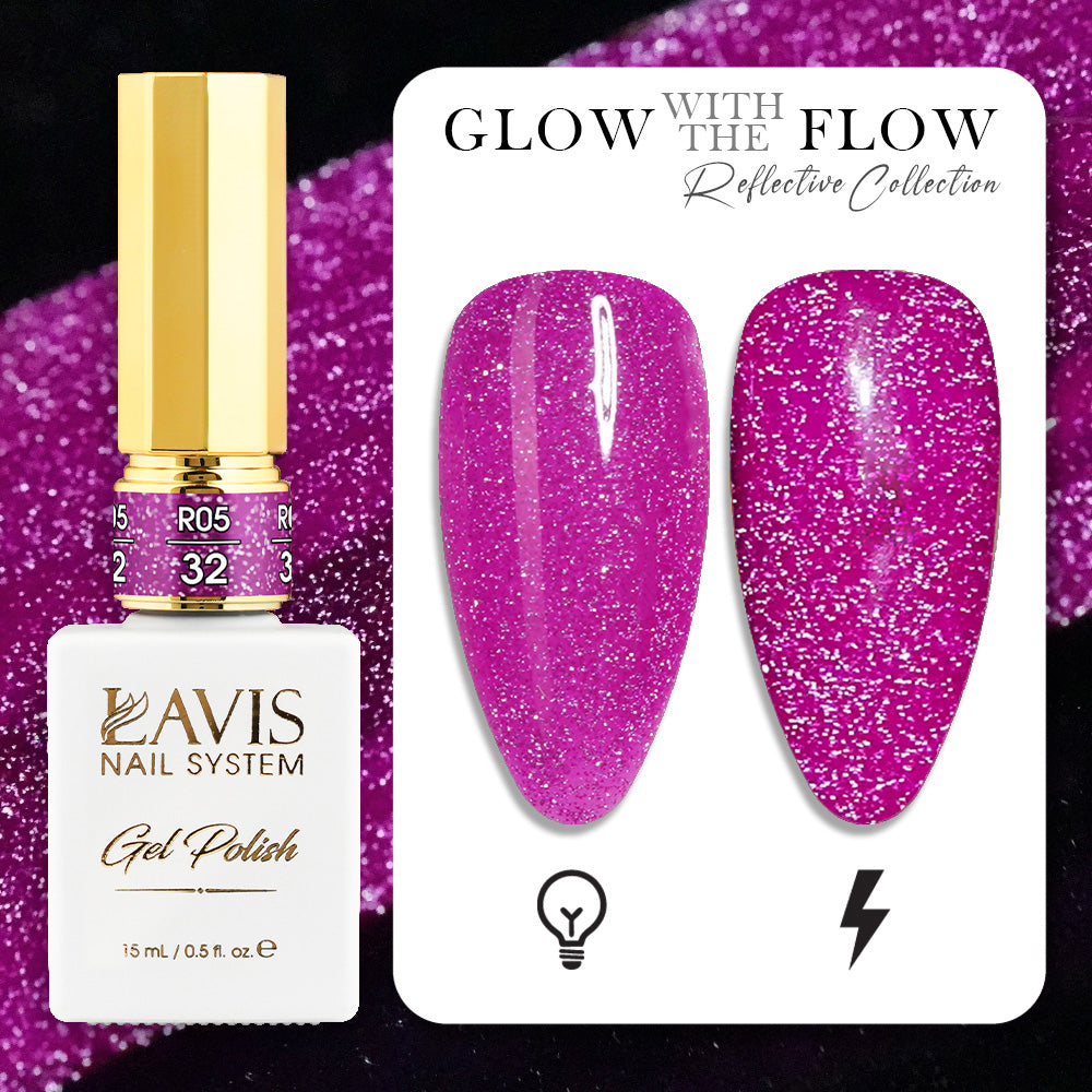 LAVIS Reflective R05 - 32 - Gel Polish 0.5 oz - Glow With The Flow Reflective Collection