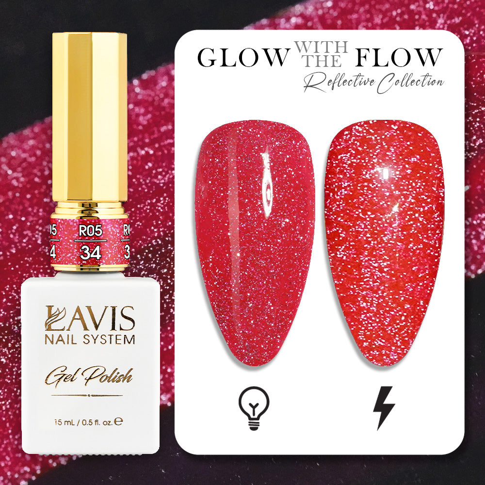 LAVIS Reflective R05 - 34 - Gel Polish 0.5 oz - Glow With The Flow Reflective Collection