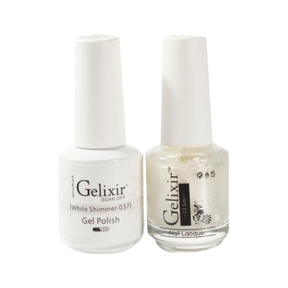  Gelixir Gel Nail Polish Duo - 037 Glitter Silver Colors - White Shimmer by Gelixir sold by DTK Nail Supply