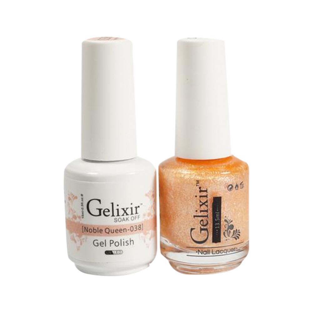  Gelixir Gel Nail Polish Duo - 038 Glitter Rosegold Colors - Noble Queen by Gelixir sold by DTK Nail Supply
