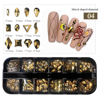 12 Grids Flatback Rhinestones SP0443-04-26 Mine Gold