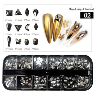 12 Grids Flatback Rhinestones SP0443-02-20 Mine Black
