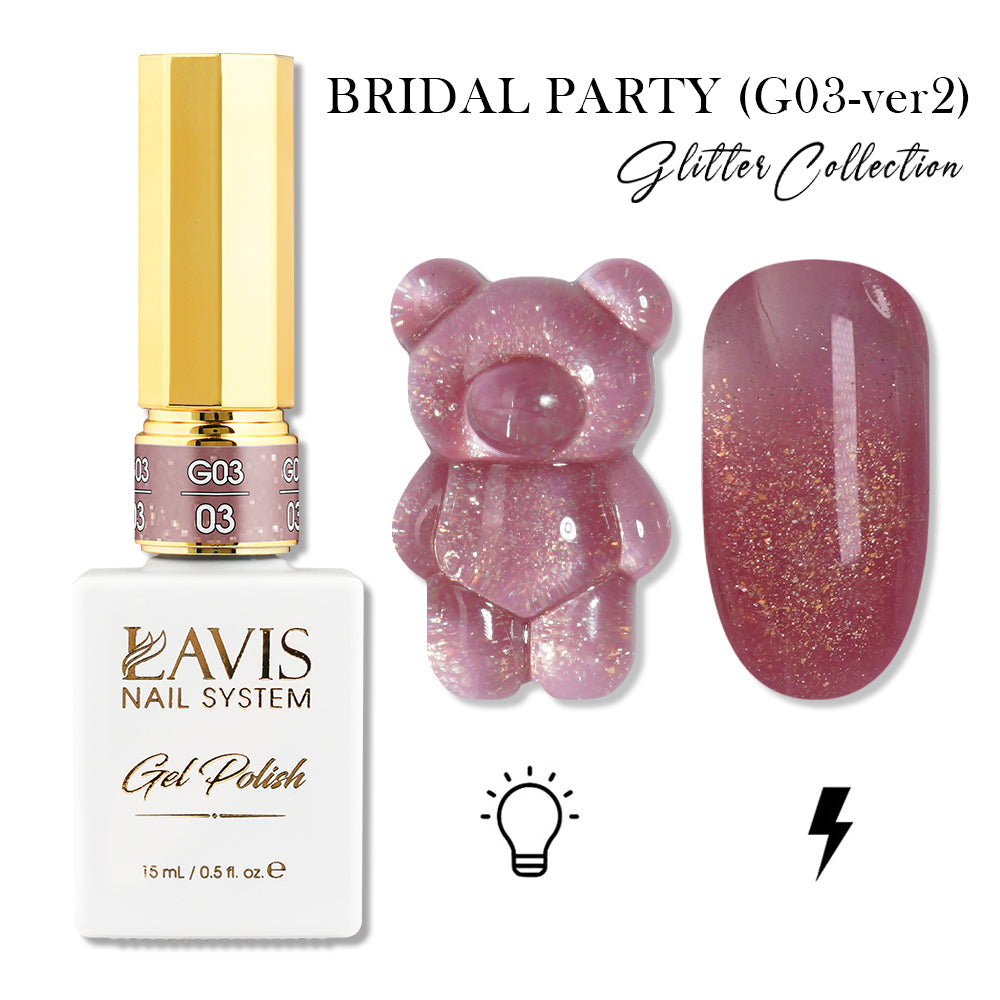 LAVIS 03 (G03-ver2) - Gel Polish 0.5 oz - Bridal Party Glitter Collection