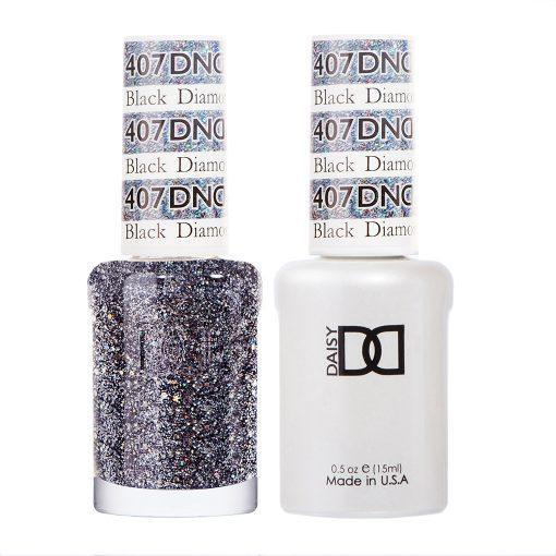 DND Gel Nail Polish Duo - 407 Silver Colors - Black Diamond Star