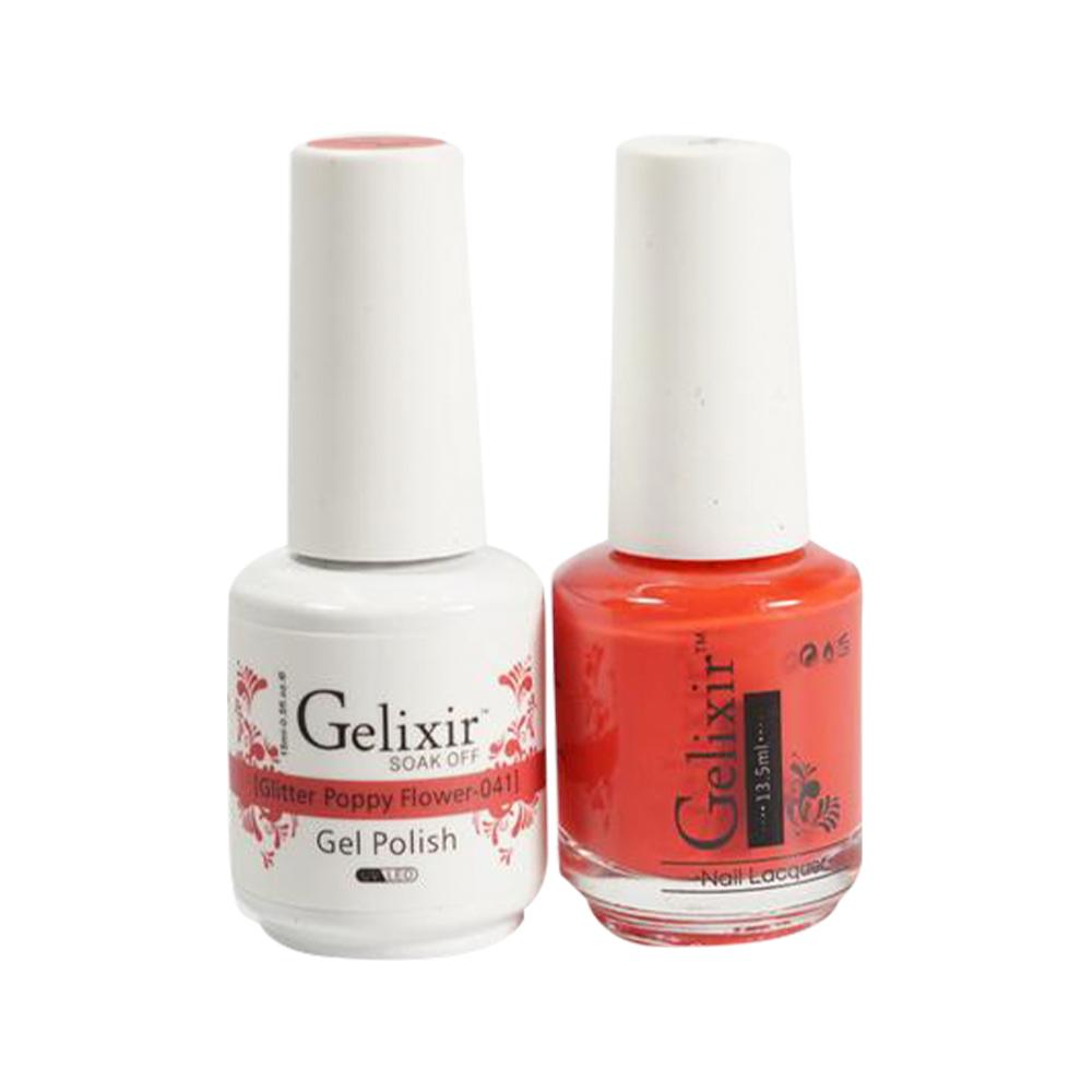  Gelixir Gel Nail Polish Duo - 041 Coral Colors - Glitter Poppy Flower by Gelixir sold by DTK Nail Supply