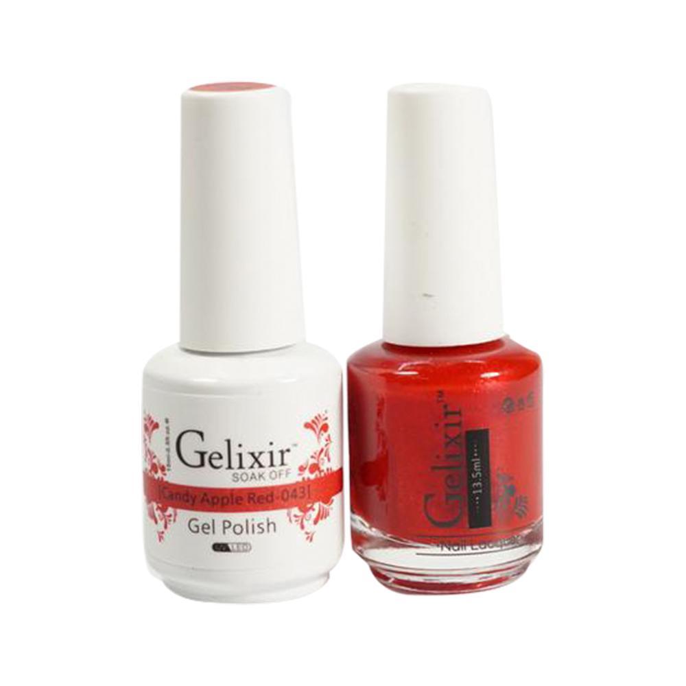  Gelixir Gel Nail Polish Duo - 043 Red Glitter Colors - Candy Apple Red by Gelixir sold by DTK Nail Supply