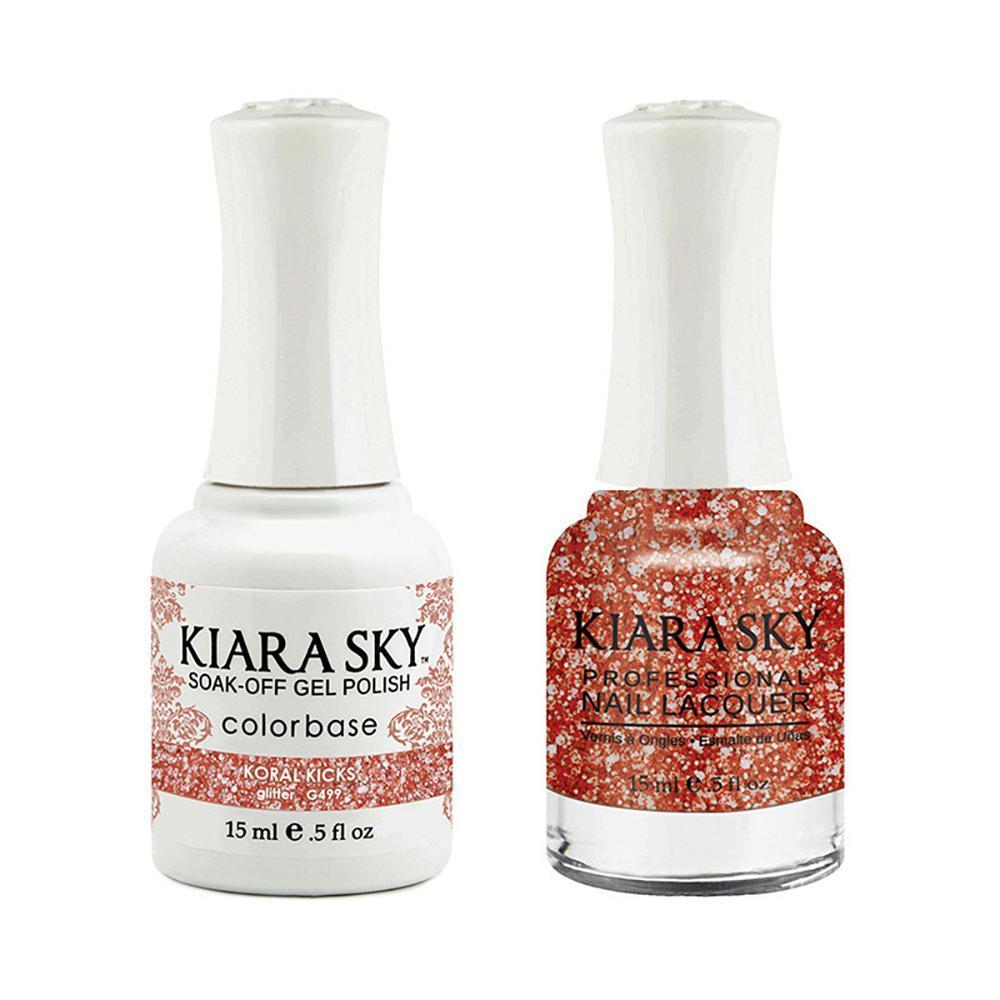  Kiara Sky Gel Nail Polish Duo - 499 Orange Glitter Colors - Koral Kicks by Kiara Sky sold by DTK Nail Supply