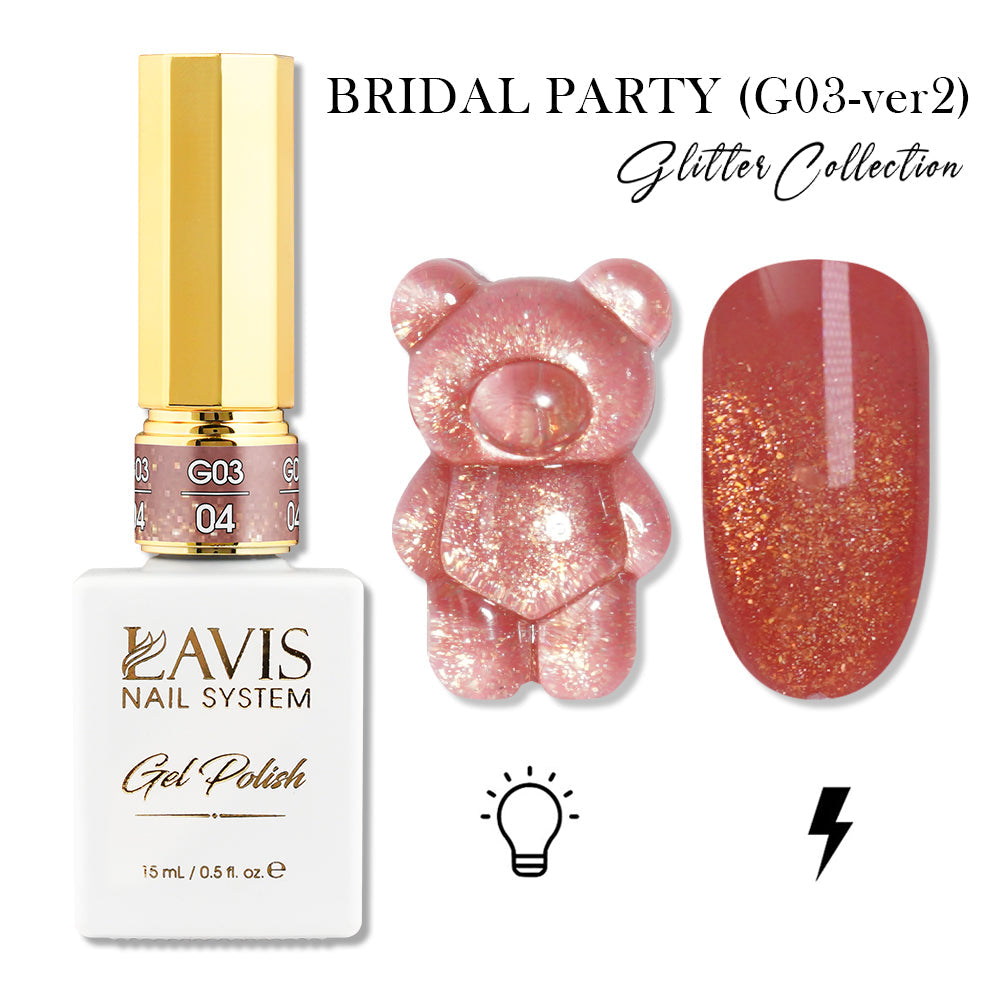 LAVIS 04 (G03-ver2) - Gel Polish 0.5 oz - Bridal Party Glitter Collection