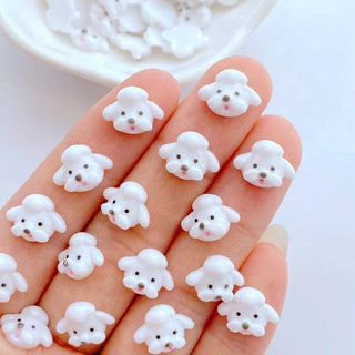 #95 White Poodle Head Nail Charm