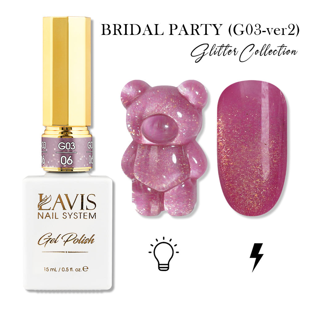 LAVIS 06 (G03-ver2) - Gel Polish 0.5 oz - Bridal Party Glitter Collection