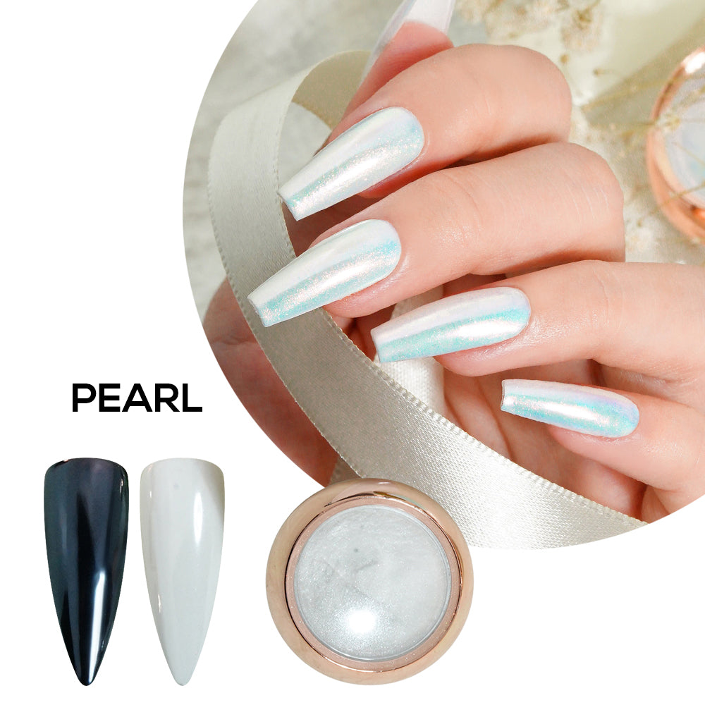 Chrome Nail Powder - White Pearl Chrome Powder for Nails