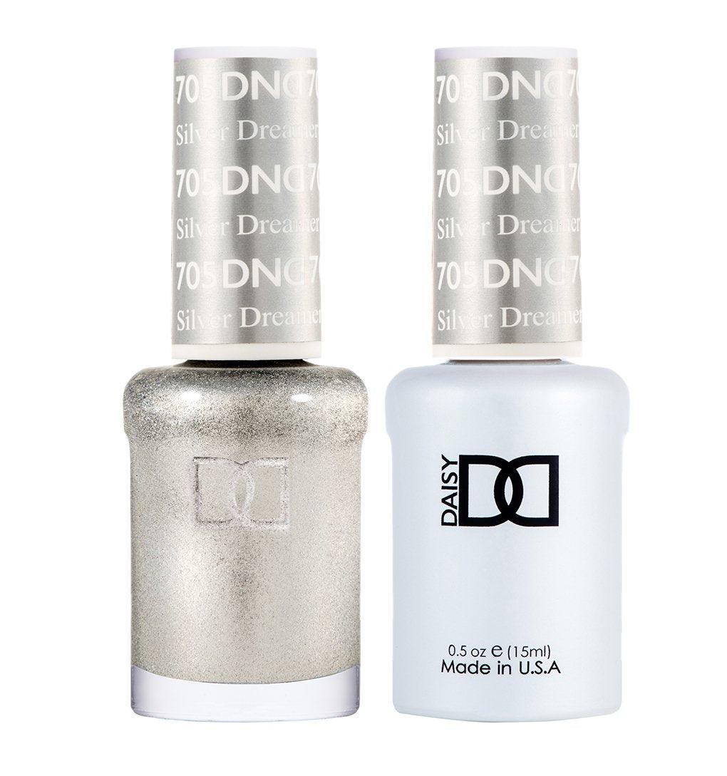 DND Gel Nail Polish Duo - 705 Silver Colors - Silver Dreamer