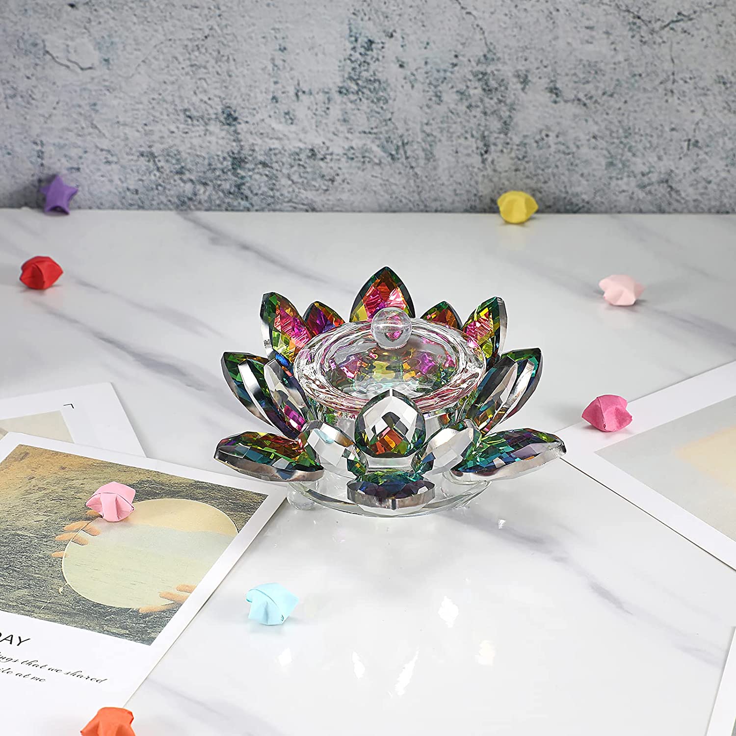 Crystal Lotus Flower Dappen Dish - Multicolor