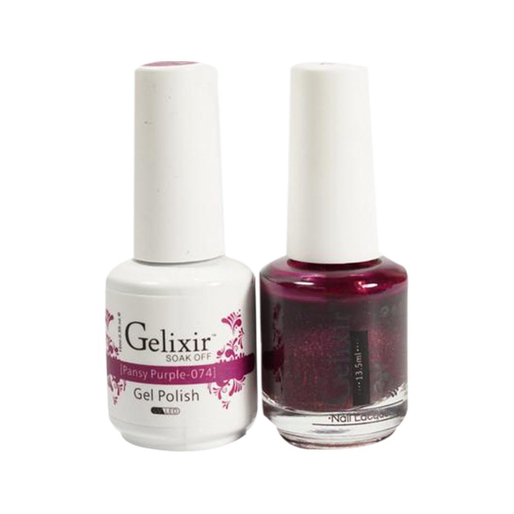  Gelixir Gel Nail Polish Duo - 074 Purple Glitter Colors - Pansy Purple by Gelixir sold by DTK Nail Supply