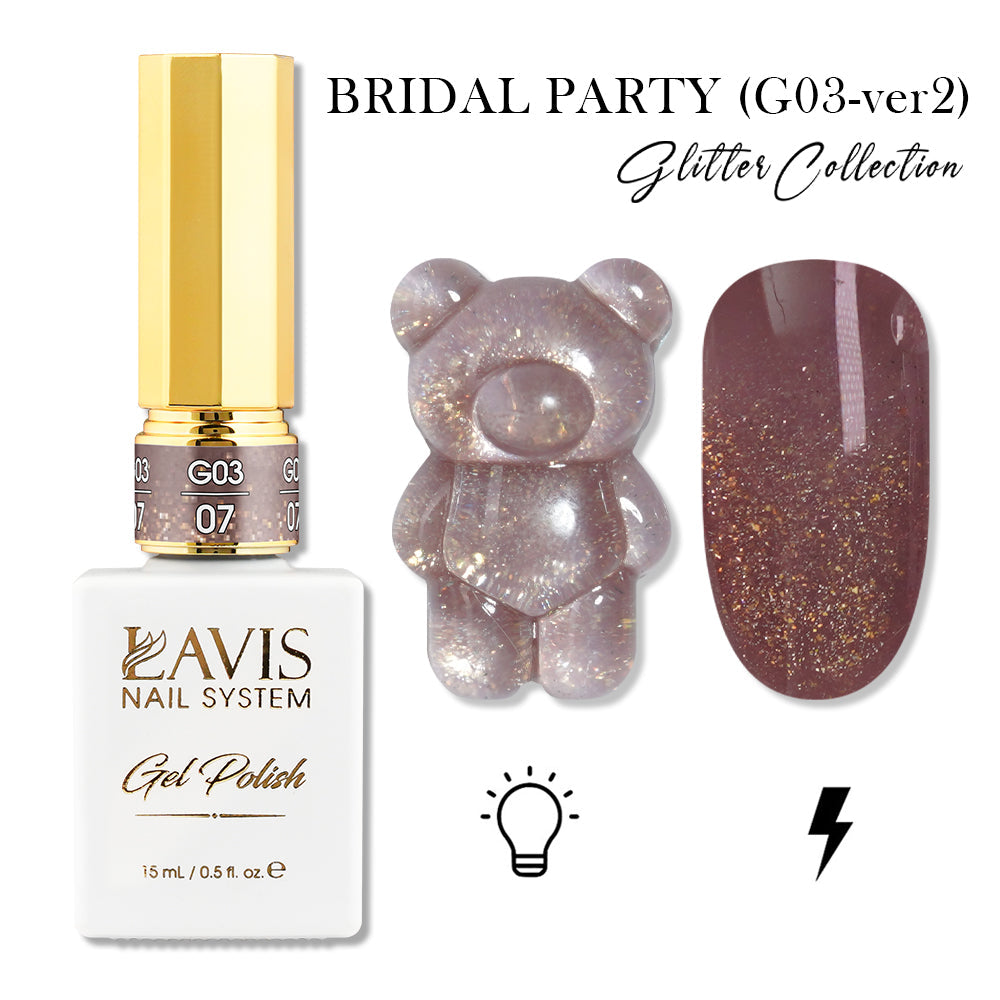 LAVIS 07 (G03-ver2) - Gel Polish 0.5 oz - Bridal Party Glitter Collection
