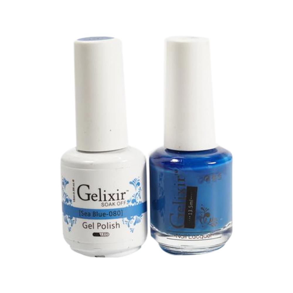  Gelixir Gel Nail Polish Duo - 080 Blue Colors - Sea Blue by Gelixir sold by DTK Nail Supply