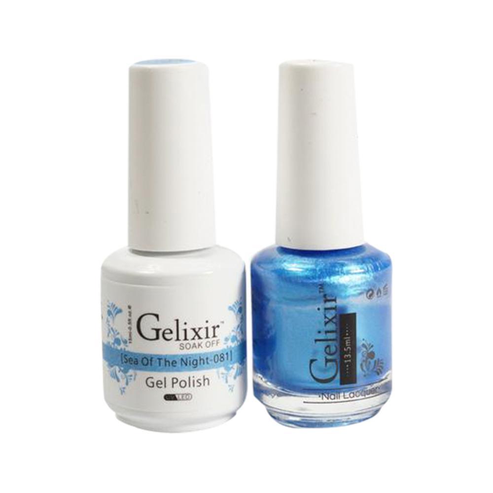  Gelixir Gel Nail Polish Duo - 081 Blue Glitter Colors - Sea Of Night by Gelixir sold by DTK Nail Supply