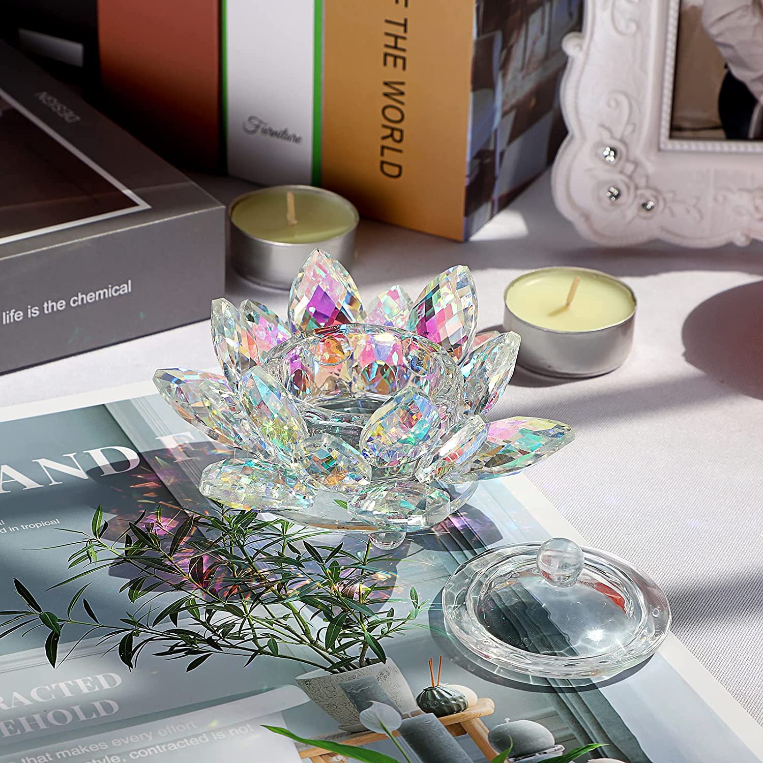 Crystal Lotus Flower Dappen Dish - Ab Color