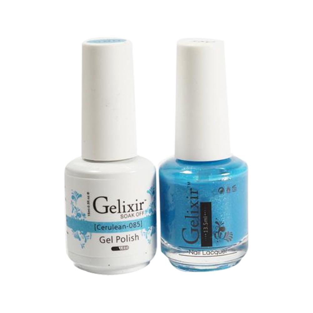  Gelixir Gel Nail Polish Duo - 085 Blue Glitter Colors - Cerulean by Gelixir sold by DTK Nail Supply