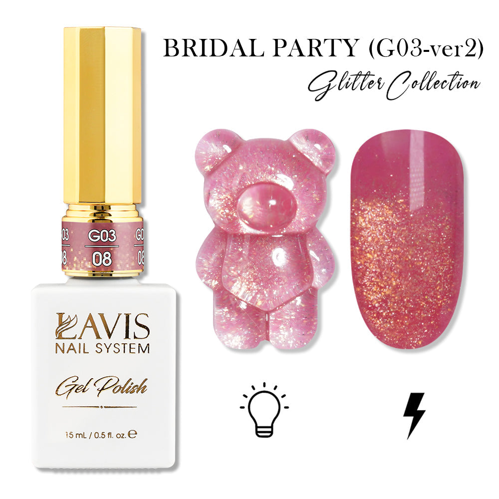 LAVIS Set 24 (G03-ver2) - Gel Polish 0.5 oz - Bridal Party Glitter Collection