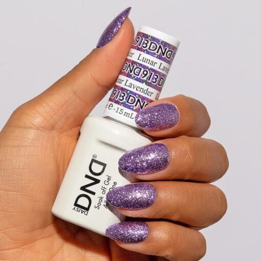 DND Gel Nail Polish Duo - 913 Lunar Lavender - DND Super Glitter Collection