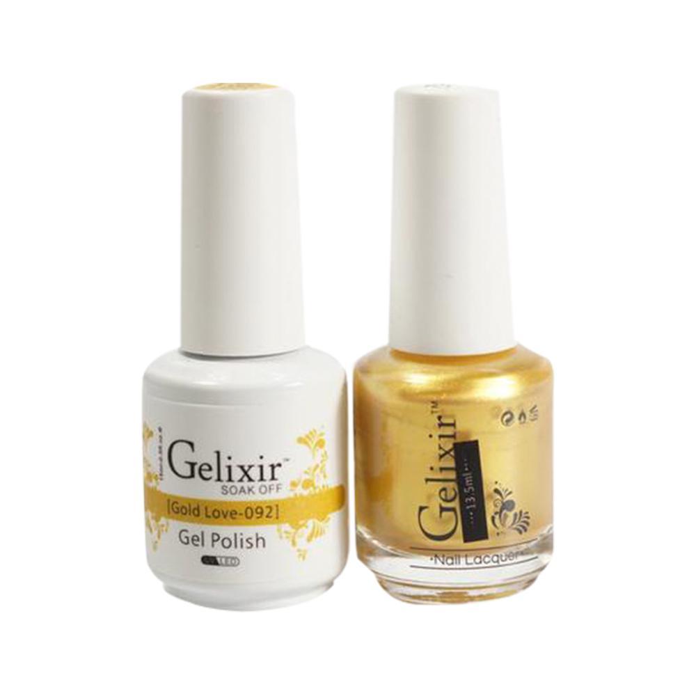 Gelixir Gel Nail Polish Duo - 092 Glitter Gold Colors - Gold Love by Gelixir sold by DTK Nail Supply