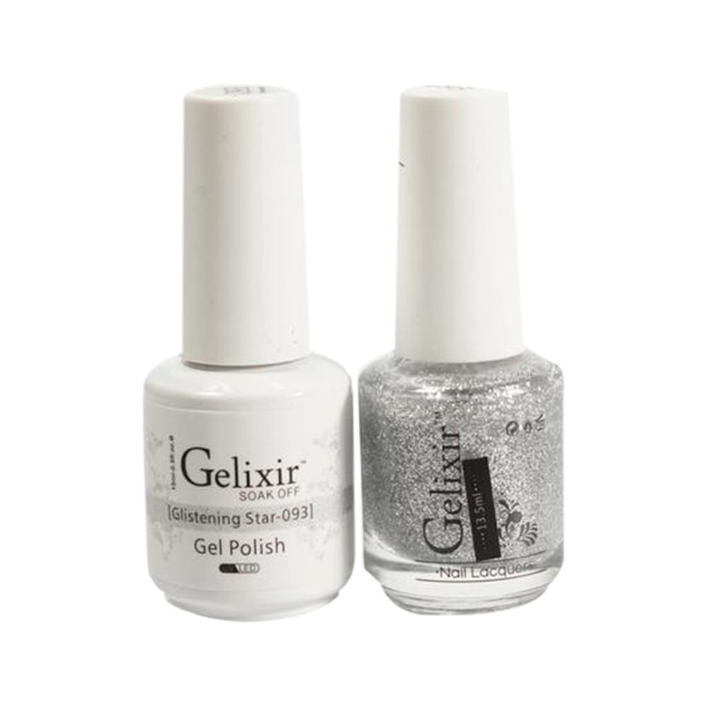  Gelixir Gel Nail Polish Duo - 093 Glitter Silver Colors - Glistening Star by Gelixir sold by DTK Nail Supply