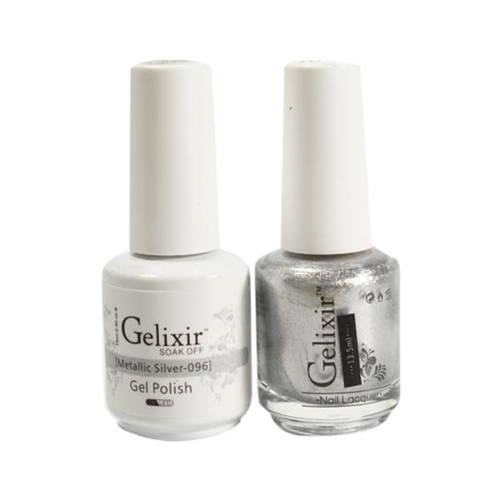  Gelixir Gel Nail Polish Duo - 096 Glitter Silver Colors - Metallic Silver by Gelixir sold by DTK Nail Supply