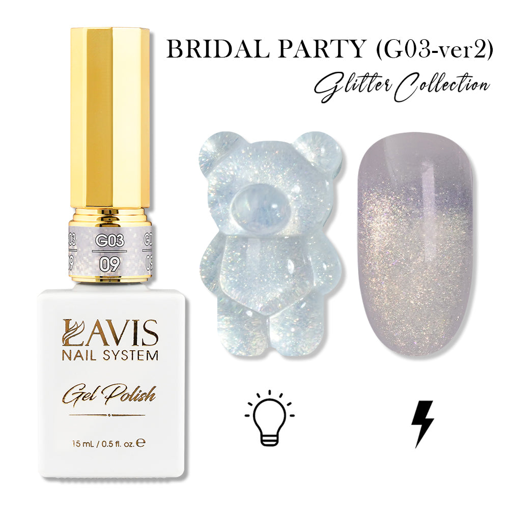 LAVIS 09 (G03-ver2) - Gel Polish 0.5 oz - Bridal Party Glitter Collection