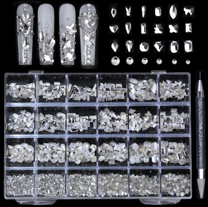 rhinestone set MIX authentic nail art crystals (diamond, charms