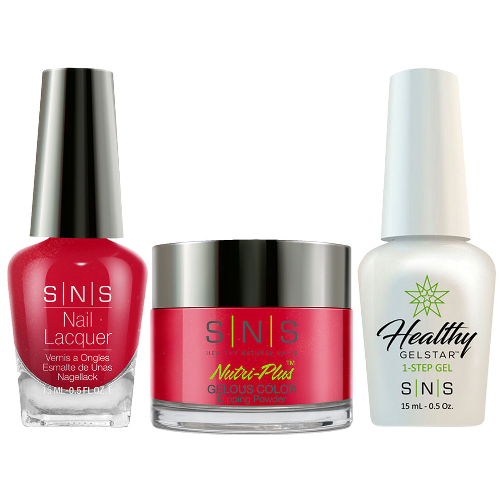 SNS 3 in 1 - AN05 Red Roof Lines Gelous - Dip (1oz), Gel & Lacquer Matching