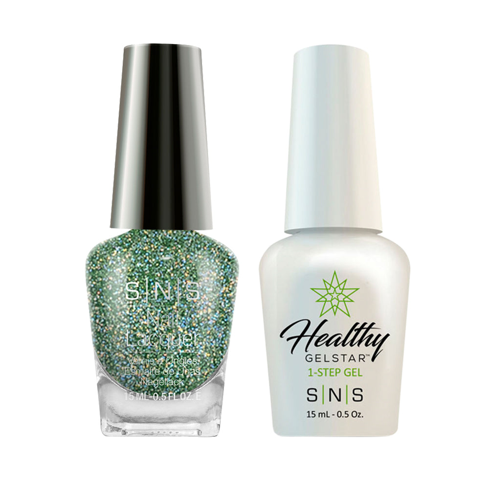SNS AN18 Forestial Green Gelous - SNS Gel Polish & Matching Nail Lacquer Duo Set - 0.5oz