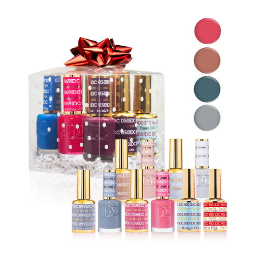 DND DC Holiday Gift Bubdle: 4 Gel & Lacquer, 1 Base Gel, 1 Top Gel - 038, 075, 088, 097, 099