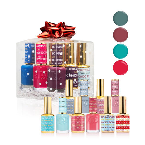 DND DC Holiday Gift Bubdle: 4 Gel & Lacquer, 1 Base Gel, 1 Top Gel - 098, 108, 126, 278