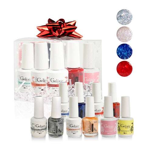  GELIXIR Holiday Gift Bundle: 4 Gel & Lacquer, 1 Base Gel, 1 Top Gel - 140, 038, 101, 106 by Gelixir sold by DTK Nail Supply