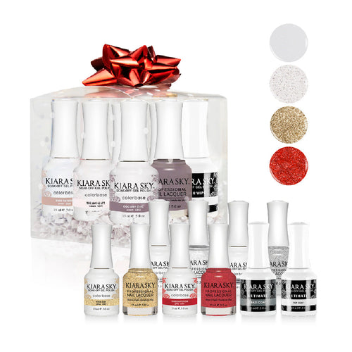 KIARASKY Holiday Gift Bubdle: 4 Gel & Lacquer, 1 Base Gel, 1 Top Gel - 555, 505, 554, 551
