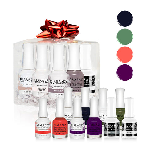 KIARASKY Holiday Gift Bubdle: 4 Gel & Lacquer, 1 Base Gel, 1 Top Gel - 572, 548, 526, 596