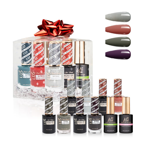 LDS Holiday Gift Bubdle: 4 Gel & Lacquer, 1 Base Gel, 1 Top Gel - 017, 020, 021, 022