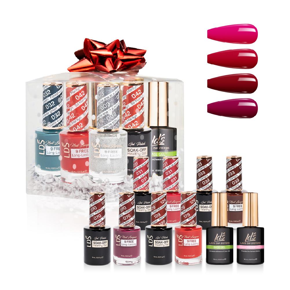 LDS Holiday Gift Bubdle: 4 Gel & Lacquer, 1 Base Gel, 1 Top Gel - 031, 033, 070, 129